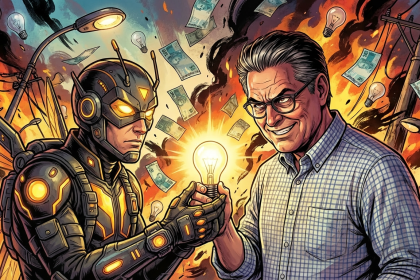 Eletricista realizando manutenção em poste de iluminação pública em Três Corações - Crítica ao contrato emergencial da Prefeitura.