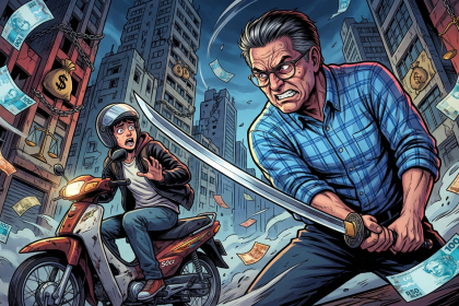 Homem pilotando moto elétrica tipo cinquentinha em rua de Três Corações, ilustrando as novas regras de trânsito e exigência de placa.